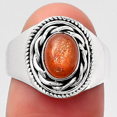 #ad Natural Sunstone Namibia 925 Sterling Silver Ring s.8 Jewelry R 1097 $9.99