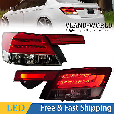 #ad 4PCS VLAND LED Red Clear Tail Lights For Honda Accord 2008 2012 2013 Rear Lamps $189.00