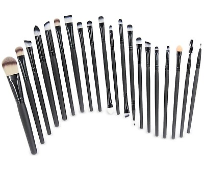 #ad 20pc Black Professional Cosmetic Makeup Brush Set Eyeshadow Foundation Brushes $16.00