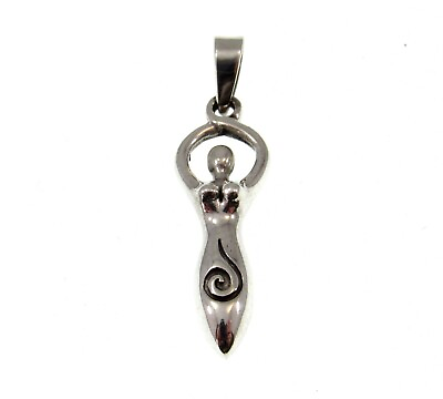 #ad Solid 925 Sterling Silver Spiral Goddess Pendant Wiccan Pagan Devine Feminine $18.71