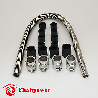 #ad Universal 48quot; Chrome Stainless Radiator Hose Kit with Caps Hot Rod Brand New $39.99