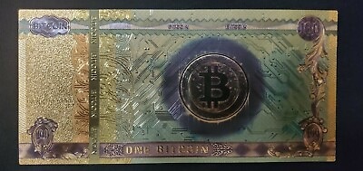 #ad One Commerative 100 Bitcoin BTC Bank Note Crypto Banknote Gold Foil Bit Coin US $5.95