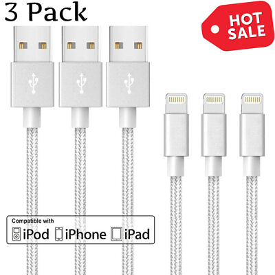 #ad 3 Pack 10FT Heavy Duty Fast Charging Cable Cord Charger For iPhone 14 13 12 11 $7.99