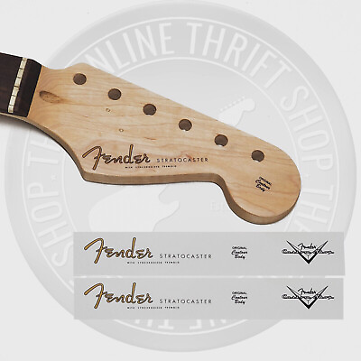 #ad 2 Fender Strat Style Waterslide Decals for Headstock w Custom Shop Logo $9.00