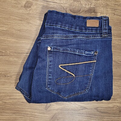 #ad Seven7 Tummyless High Rise Boot Cut Blue Denim Jeans Women#x27;s Size 16 $23.95