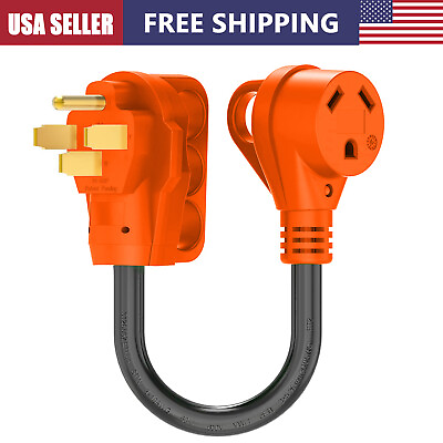 #ad 50 Amp to 30 Amp RV Adapter Cord 12 Inch 14 50P Male to TT 30R Female Dogbone $12.99