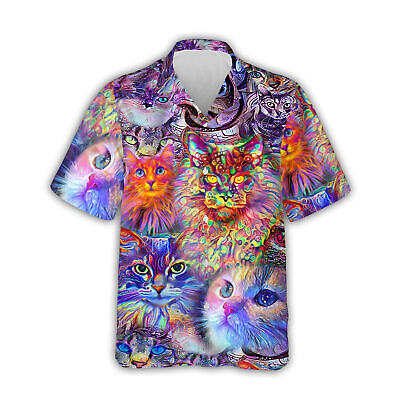 #ad Colorful Cat Cat Lover Pet Owners Summer 3D HAWAII SHIRT US SIZE BEST PRICE $33.21