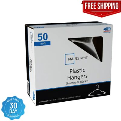 #ad Mainstays Clothing Hangers 50 Pack White Durable Plastic $12.07