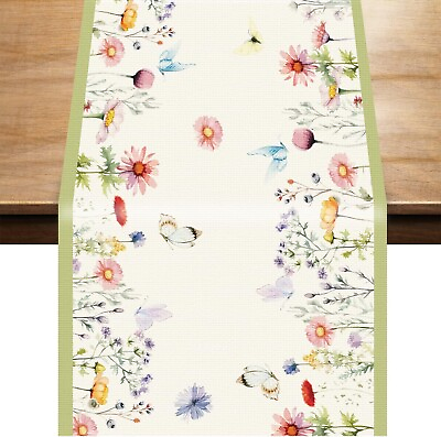#ad Spring Table Runner 72 Inches Long x 13 Inch Seasonal Colorful Floral Flower $10.65