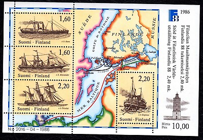 #ad Finland 1986 Postal Ships Mint MNH Miniature Sheet $3.00
