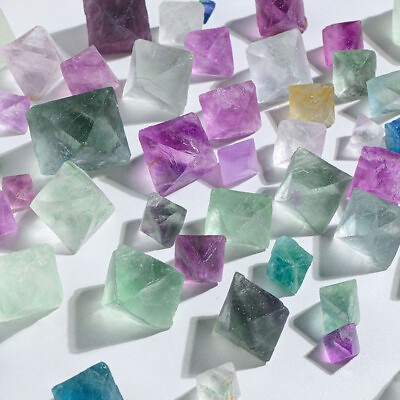 #ad 100g lot Natural Colorful Fluorite Octahedron Crystal Mineral Crystal Healing $13.99