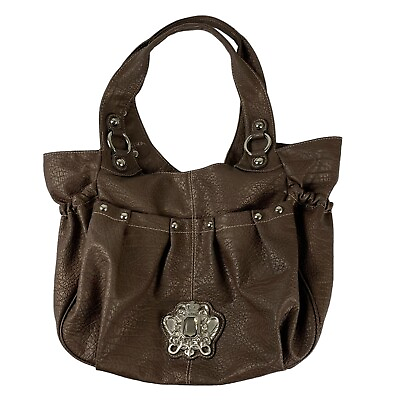 #ad Kathy Van Zeeland Women#x27;s Shoulder Bag Brown Studded Purse Handbag $18.69