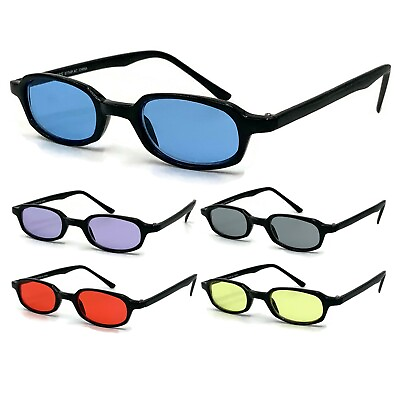 #ad Colorful Small Black Rectangle Nerd Glasses Color Tinted Lens Sunglasses Square $10.99