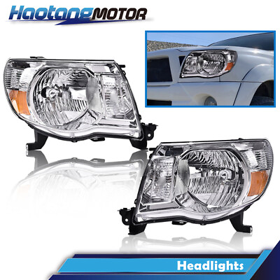 #ad Fit For 2005 2011 Toyota Tacoma Chrome Housing Headlights HeadLamps Left amp; Right $68.95