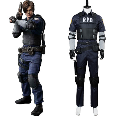 #ad Resideent Evill Remakee Biohazard Re:2 Leon Scott Kennedy Police Cosplay Costume $167.85