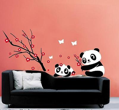 #ad Panda Baby and cherry tree Removable Wall Stickers Decal Kids Home Decor USA $7.71