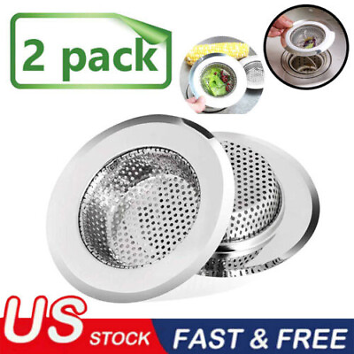#ad 2PCS 4.5quot; Kitchen Sink Strainer Stopper Stainless Steel Drain Basket Waste Plug $5.49