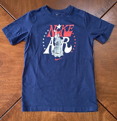 #ad The Nike Tee T Shirt Kids Boys Size Medium Navy Cotton Crew Neck “Nike Air” USA $8.99