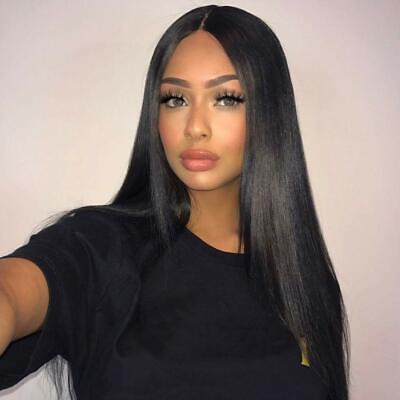 #ad Long Straight Black Wigs Middle Part Black Wig Long Wig for Women Natural Soft $15.80