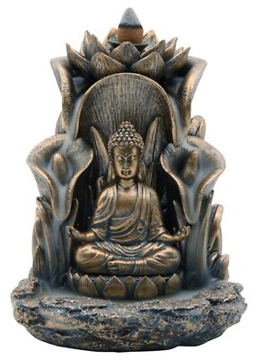 #ad 5 1 2quot;H Bronze Color Buddha Backflow Incense Burner Figurine Decoration $35.41