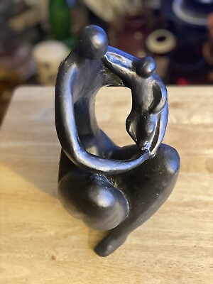 #ad Abstract Human Figure Sculpture Modern Mother and Child Black $59.99