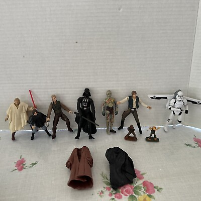 #ad Star Wars Figurines And Other Action Figures Some Vintage Lot Of 9 2 Robes $20.00
