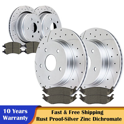 #ad Front Rear Discs Rotors and Brake Pads for 2006 2018 Dodge Ram 1500 5 LUG Kits $218.24