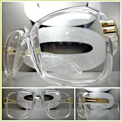 #ad OVERSIZE CLASSIC VINTAGE NERD CLEAR LENS EYE GLASSES Transparent Crystal Frame $13.99