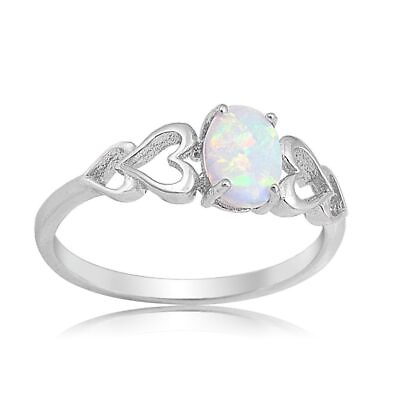 #ad White Opal Ring for Women Wedding 925 Silver Promise Ring Jewelry Size 6 10 $6.43