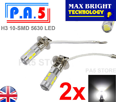 #ad 2x H3 LED Bulbs 10 smd 5630 XENON White 6000K Car Fog Light Lamp 12V Quality UK GBP 6.99