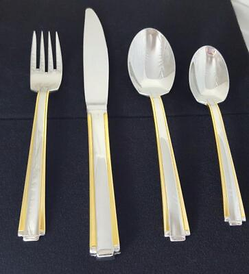 #ad Oneida Golden Etage 4 Piece Place Setting Stainless Steel Flatware $50.88