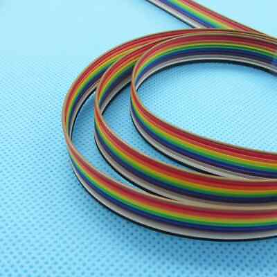 #ad 10m bundle Ribbon Cable 10 way Flat Cable Color Rainbow Cable Wire 10P 1.27MM $8.90
