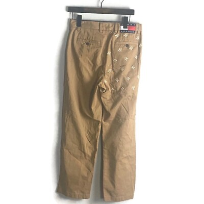 #ad TOMMY HILFIGER x ANTHONY RAMOS Mens Beige Embroidered Pants Size 28x30 Monogram $35.99