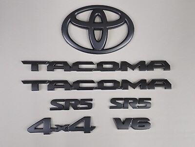 #ad Fit for 2016 2023 Tacoma Matte Black Adhesive Emblem Kit V6 SR5 4X4 7pc US Stock $33.95