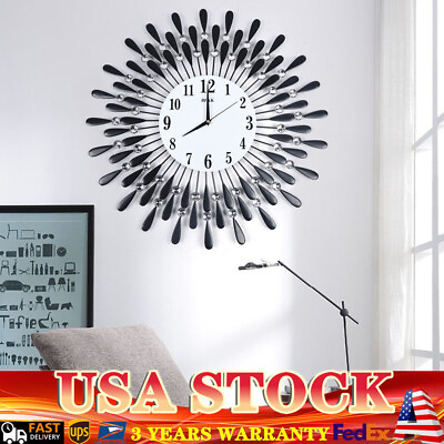 #ad Nordic 3D Luxury Large Art Wall Clock 12 Hour Metal Watch Living Room Home Decor $41.00