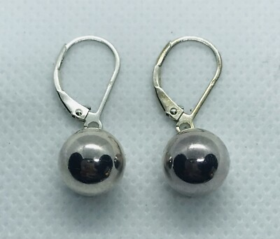 #ad Vintage Silver 9MM Round Bead High Polish Drop Earrings $28.00