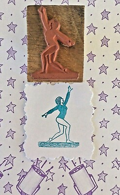 #ad Gymnastics Women#x27;s Balance Beam HAND MOUNTED w HANDLE Wood Rubber Stamp Gymnast $16.25