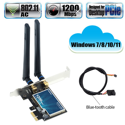 #ad Dual Band PCI E WiFi Adapter Desktop PC PCI E Wireless AC Network Bluetooth Card $13.19