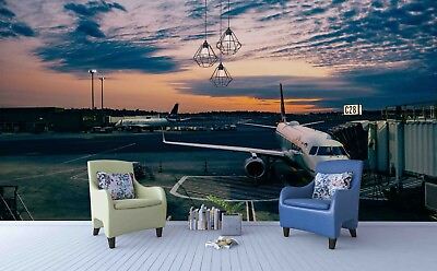 #ad 3D Airplane Sunset Wallpaper Wall Mural Removable Self adhesive Sticker 290 AU $314.99