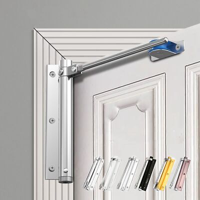 #ad New Adjustable Door Closer Aluminum Alloy Spring Automatic Door Closing Device $16.16