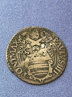 #ad PAPAL STATES ANCONA 1555 1559 Paul IV Silver Giulio W. 2.65 g. InAsta Auct. 93 $79.00