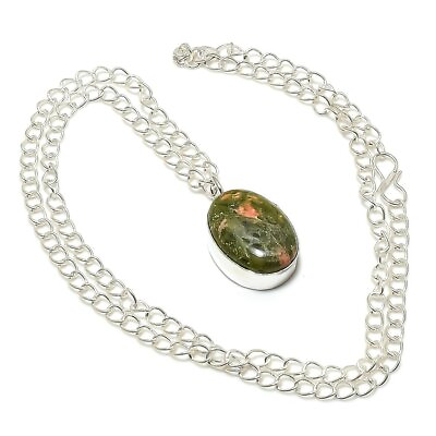 #ad Unakite Gemstone Handmade 925 Sterling Silver Jewelry Necklace 18quot; $33.25