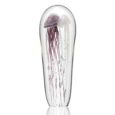 #ad Art Glass Coastal Theme Purple amp; White Jellyfish 12 Inch Glow In The Dark $121.00