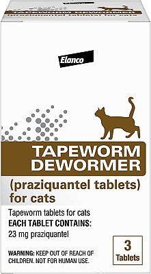 #ad Tapeworm Dewormer for Cats Praziquantel Tablets 3 Count 6 Weeks and Older $23.99