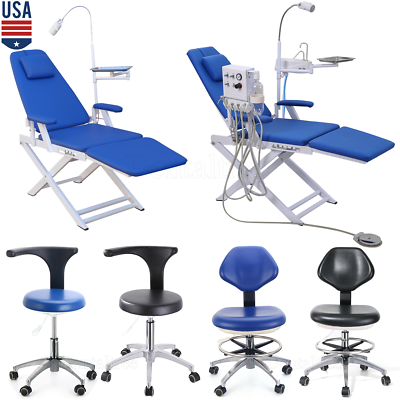 #ad Dental Portable Folding Mobile Chair LED Light Air Turbine Unit Doctor Stool USA $165.59