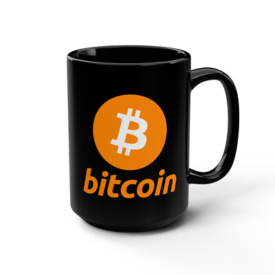 #ad Bitcoin BTC Black Coffee Mug 15oz Crypto Mug Cryptocurrency HODL $24.99