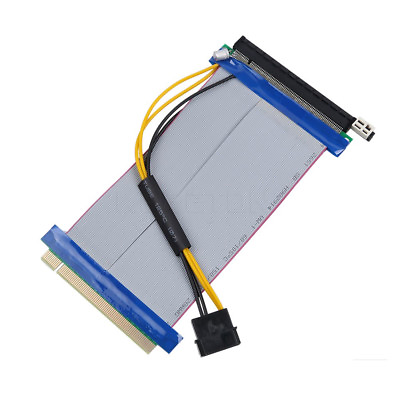#ad PCI E 16X to 16X Riser Card Adapter Converter Extender Ribbon Cable Molex Cable $9.98