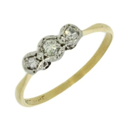 #ad 18ct Yellow Gold Diamond 3 Stone Ring CH837 GBP 139.00