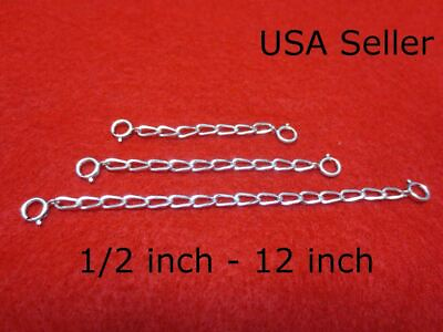 #ad SOLID STERLING SILVER 3.0mm EXTENDER SAFETY CHAIN 1 2quot; 16quot; W SPRING RING $4.99