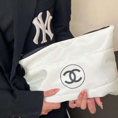#ad Chanel Beauty Gift White Puffy Makeup Bag Pouch Clutch Cosmetic Case NEW Vip $48.35